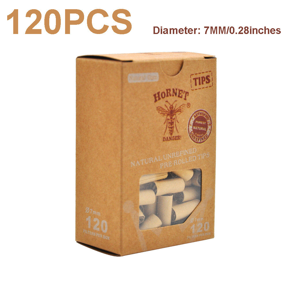 120x/box Pre Rolled Natural Unrefined Cigarette Filter Rolling Paper Tips
