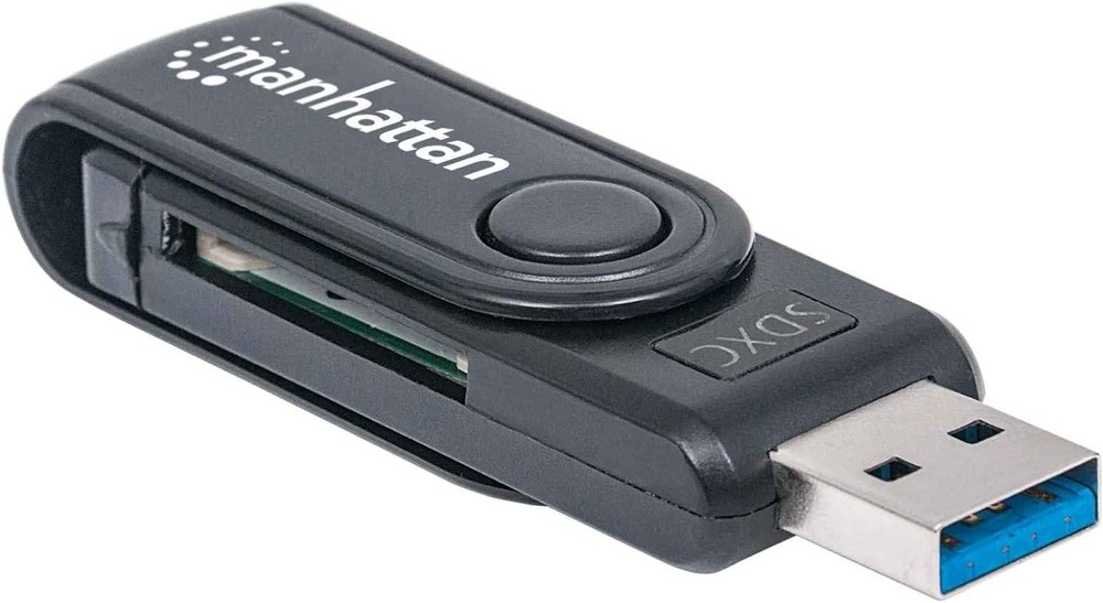 Manhattan USB-A Mini Multi-Card Reader/Writer, 5 Gbps (USB 3.2 Gen1 aka USB 3.0)