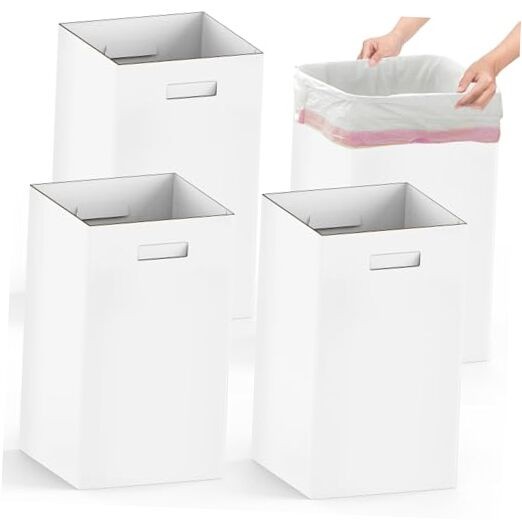Extra Strong Corrugated Cardboard Portable Garbage Can, 4 Pack Reuseable and