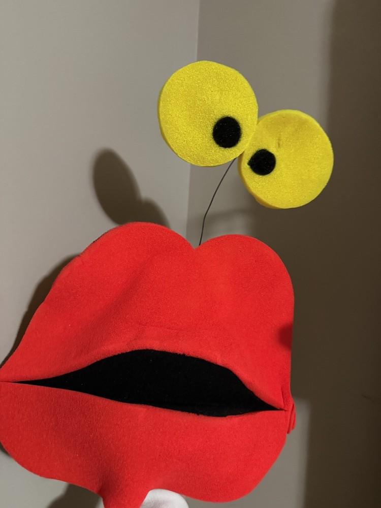 Two Blacklight Foam Lip Puppets With Eyes