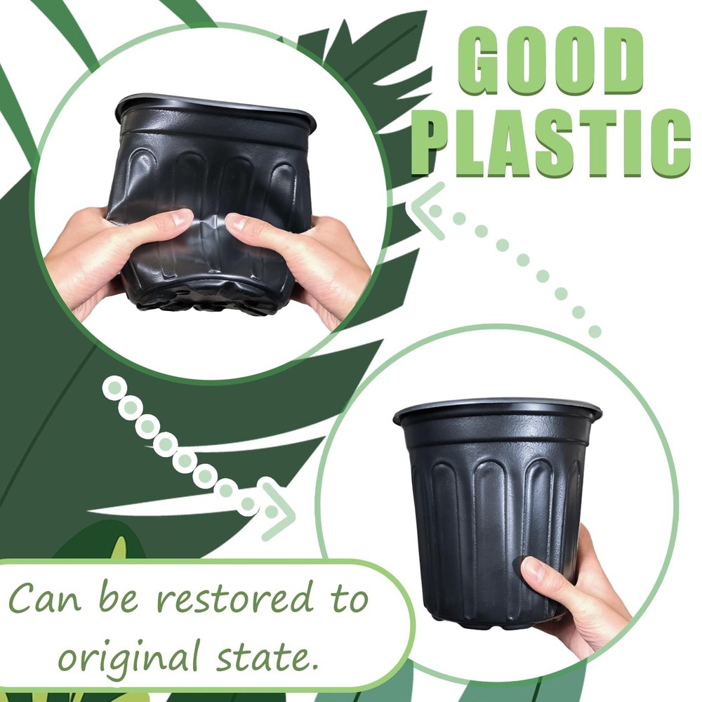 60 Pack 1 Gallon Nursery Pots â€“ Flexible & Durable Plastic, Drainage, Garde...