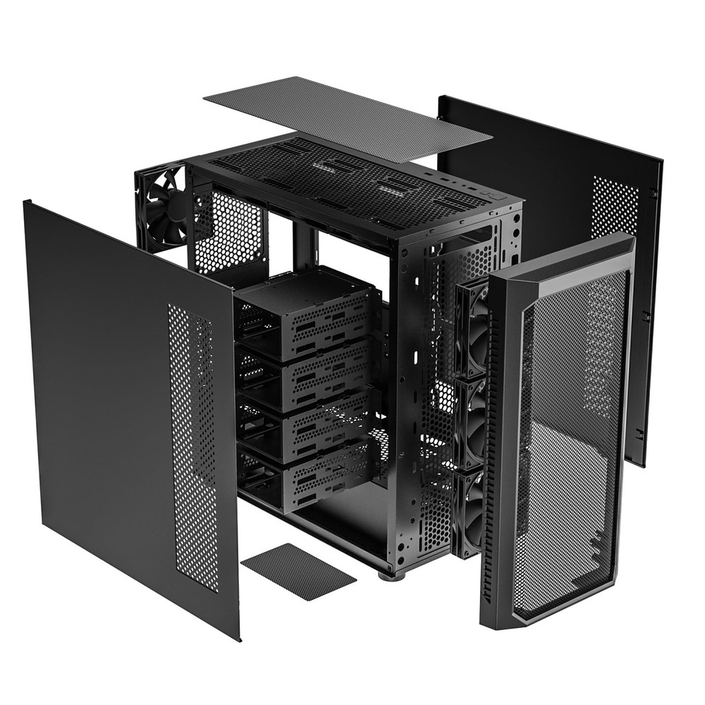 DARKROCK Classico Max Storage Master E-ATX Computer Case with 4x120mm Black Fan,
