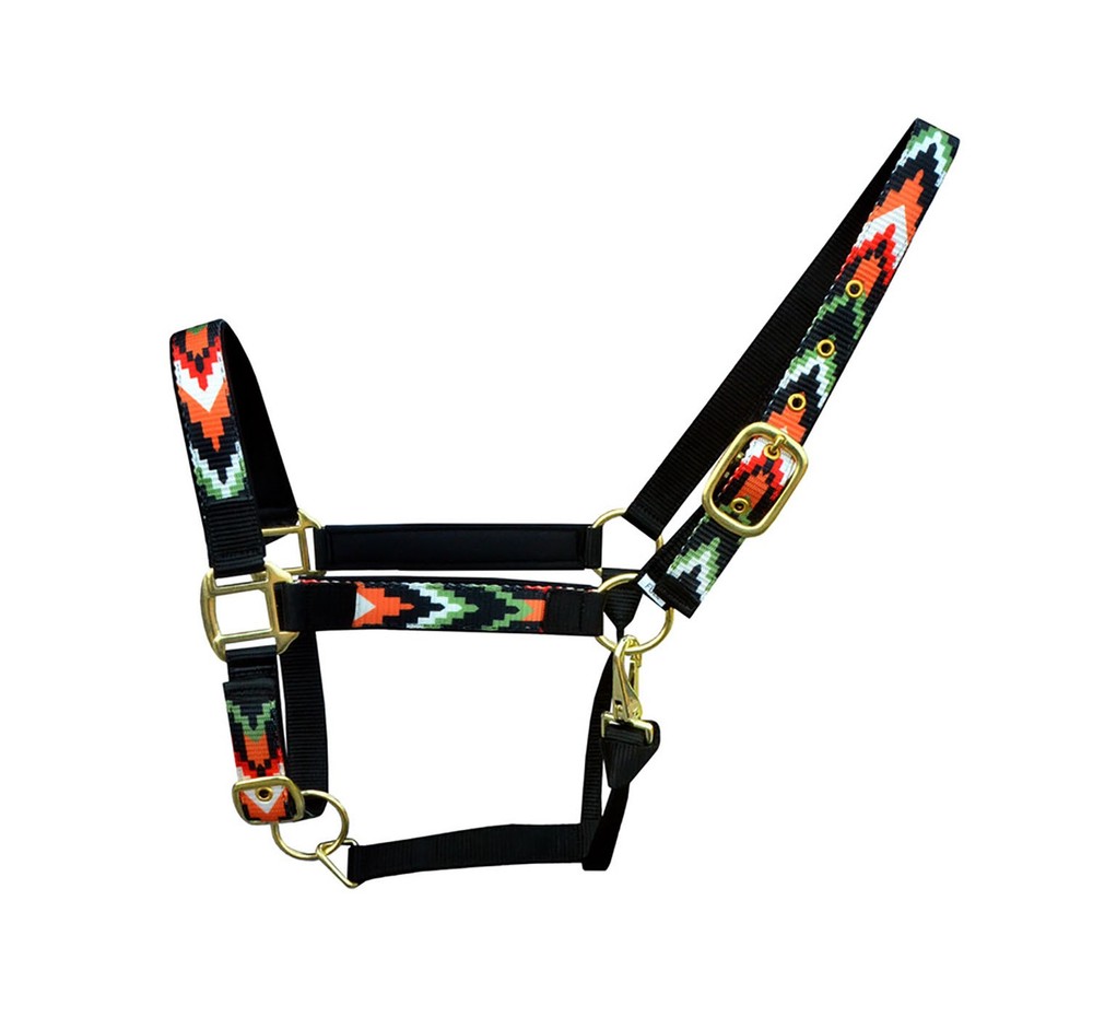 Nylon Horse Nylon Multicolor Patterned Neoprene Comfort Adjustable Halter