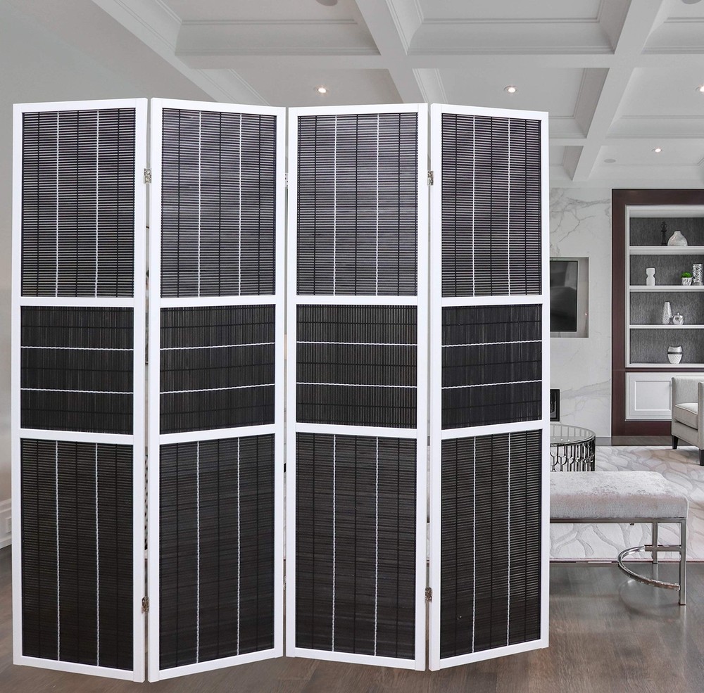 4 Panel 6ft Tall Modern Style Standing Wall Partition Room Divider Panel Indo...