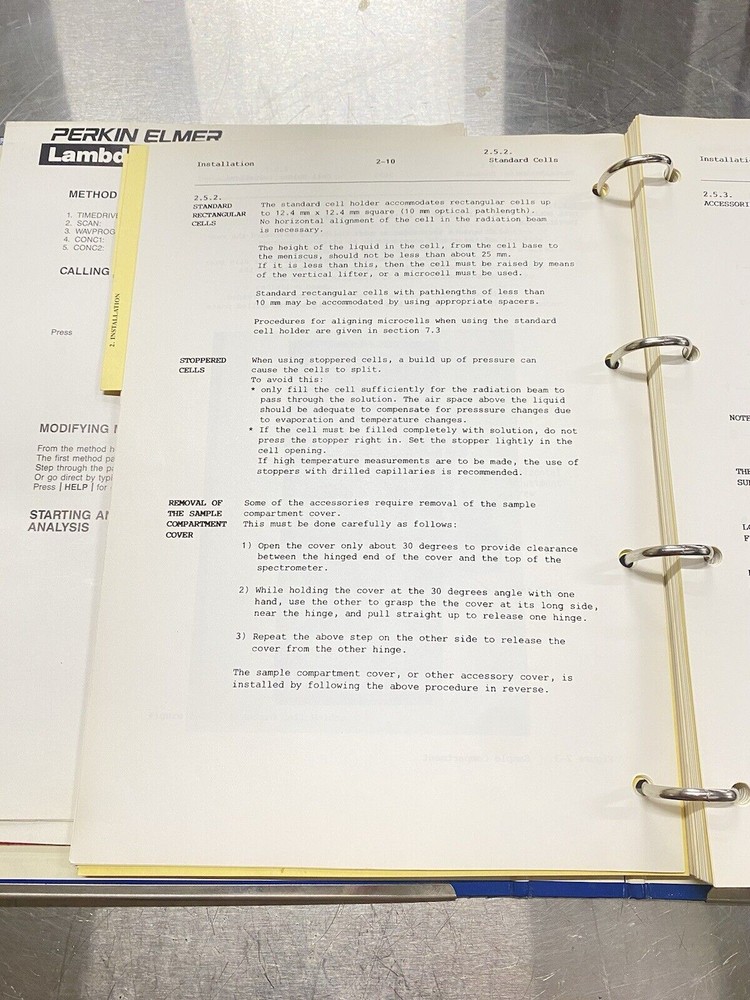 Perkin Elmer PE Lambda 2 UV/VIS Spectrometer - Instructions Manual / Users Guide