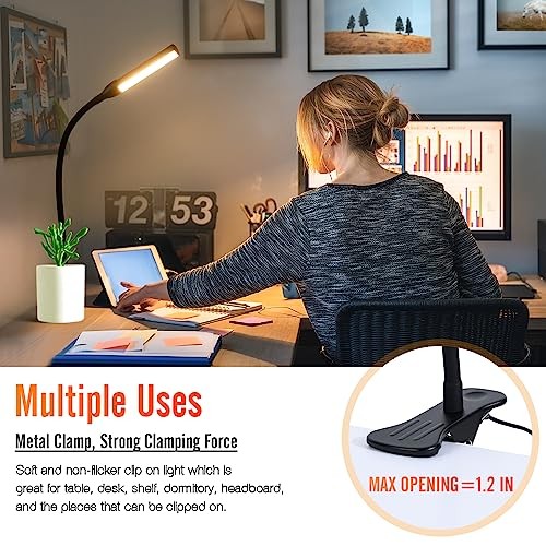 Clip on Reading Light, Clip Light, Warm & Daylight & White Light 3 Black