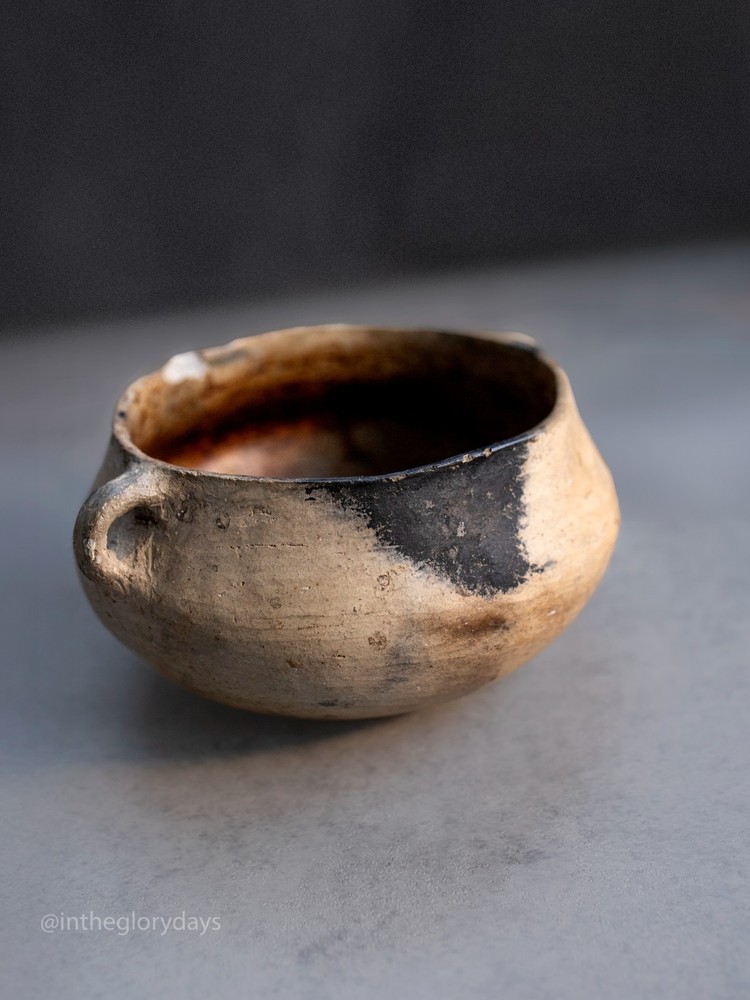 Hand Built Primitive Revival Pottery Bowl Earthenware Rustic Southwest Style