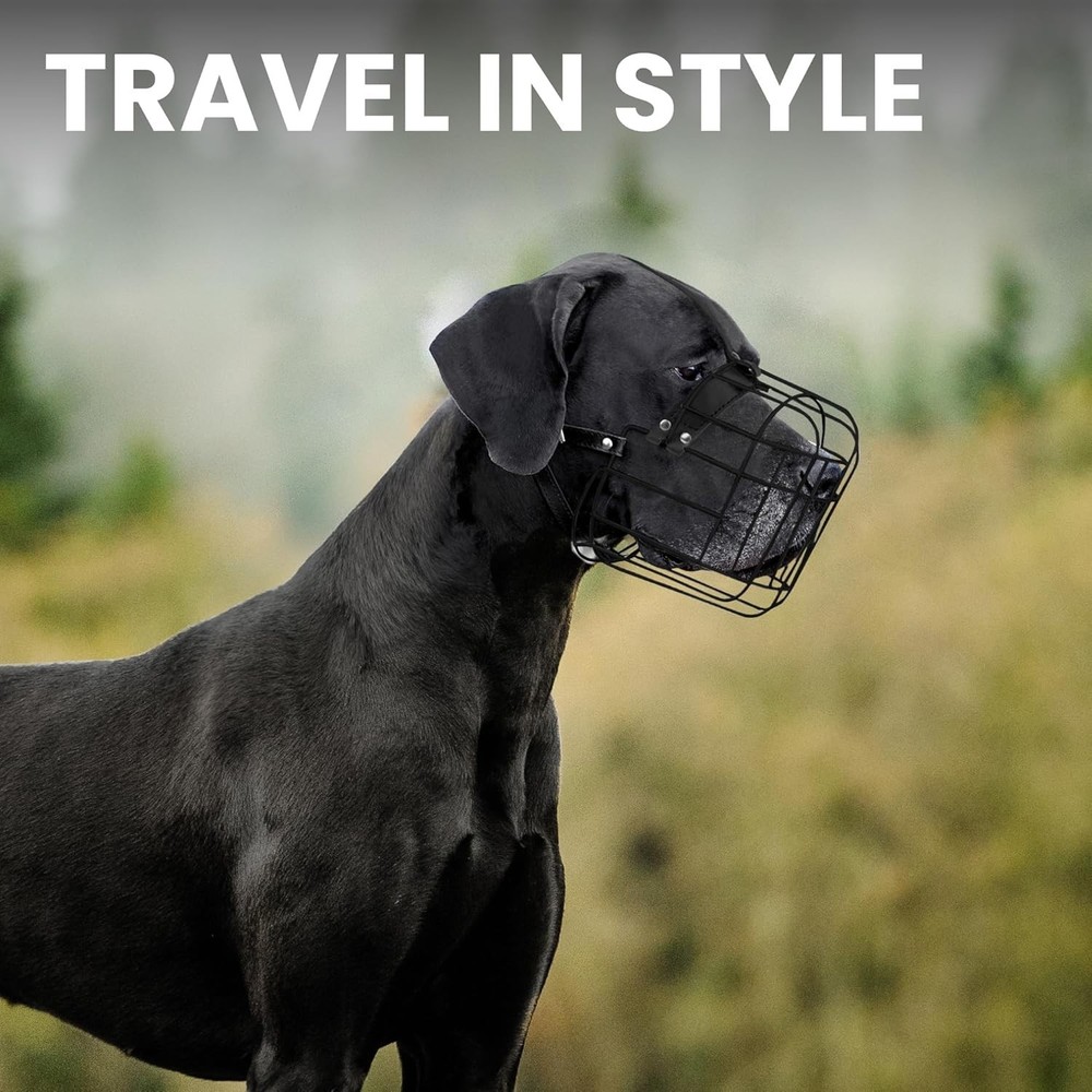 Humane Large Dog Muzzle with Adjustable Straps - Breathable Wire Basket Design