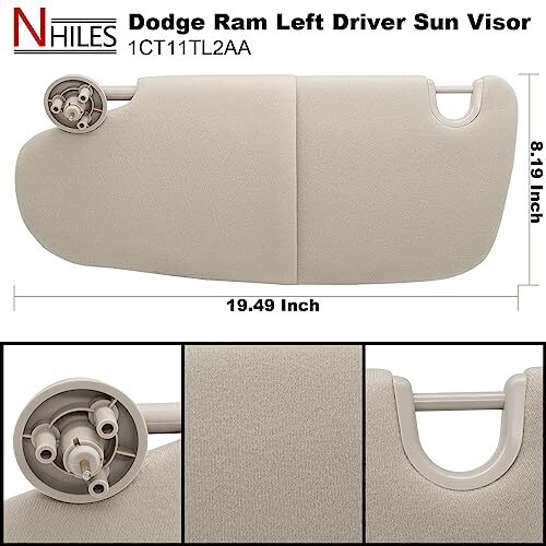Left Driver Sun Visor Compatible with 2002 2003 2004 2005 2006 2007 2008 2009