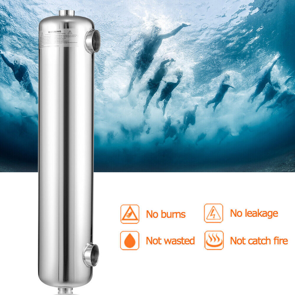 400 kBtu Pool Heat Exchanger 304 Stainless Steel Same Side Ports 1 1inch+2inch