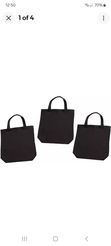 BLACK Canvas Totes 3-Pack - 13.5" x 13.5" x 3.5"