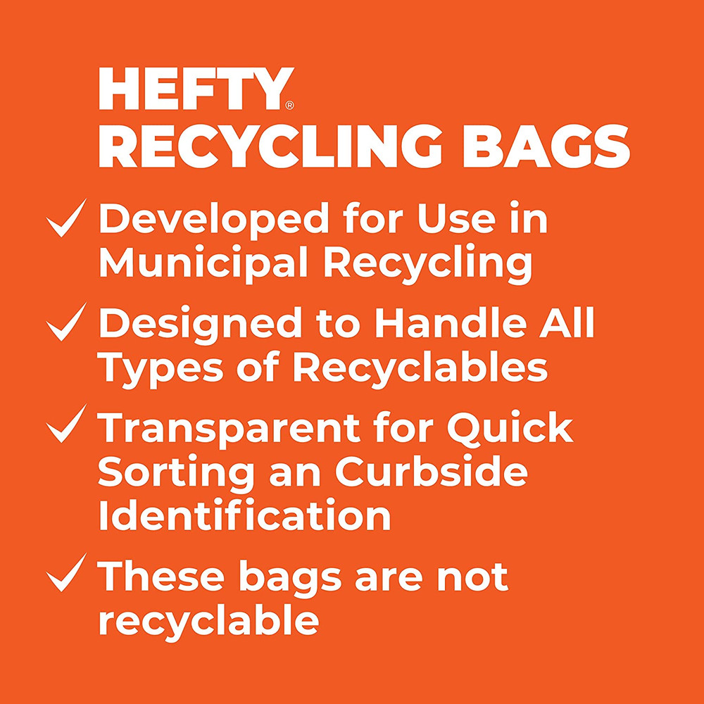 Hefty Recycling Trash Bags, Clear, 13 Gallon, 60 Count