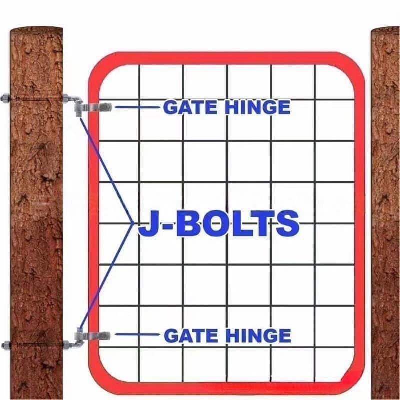 J-Bolt Post Hinge with 5/8" Hinge Pin Galvanized Post Gate Hinge for 8" (4 Pcs)