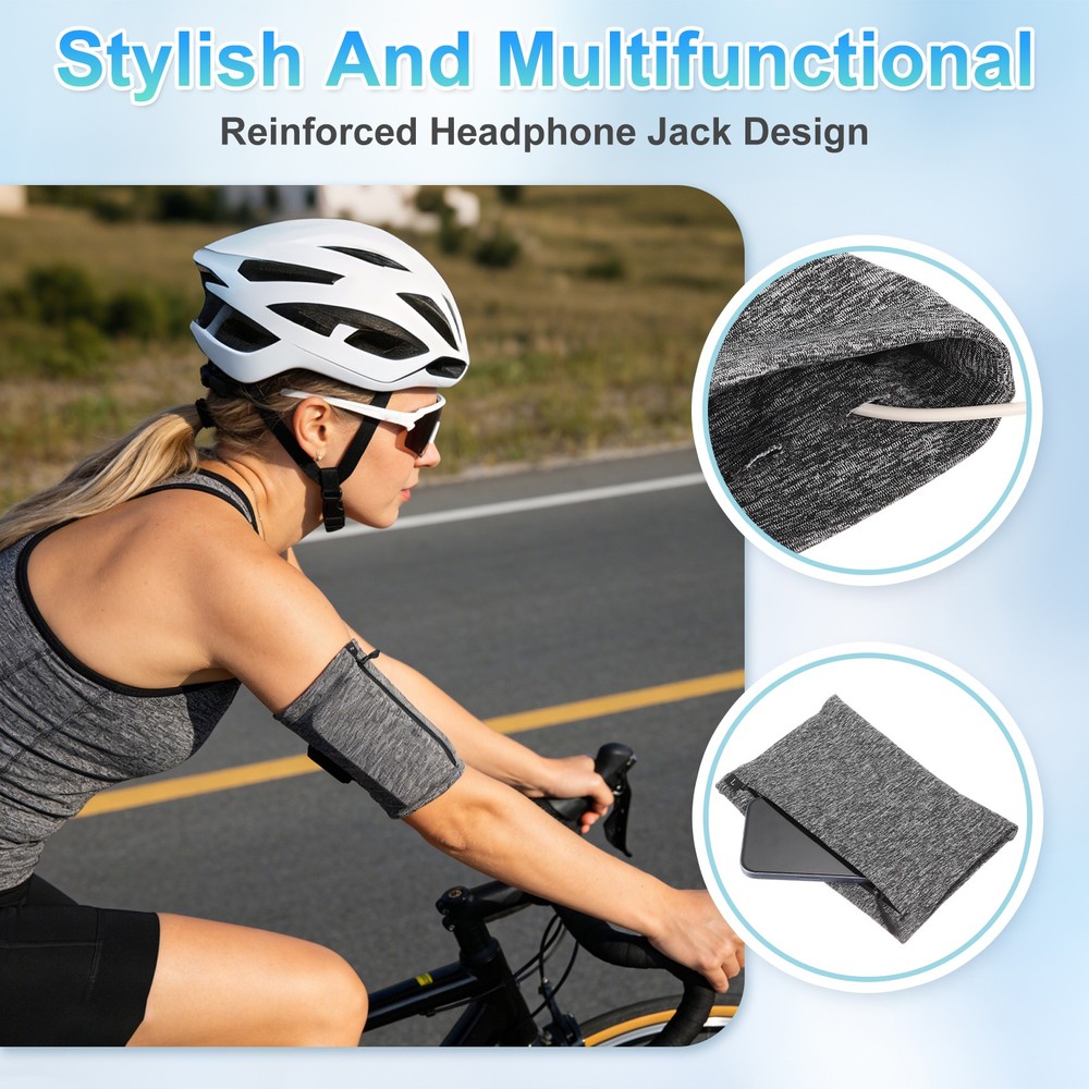Arm Band, L Polyester Running Zippered, Linen Grey