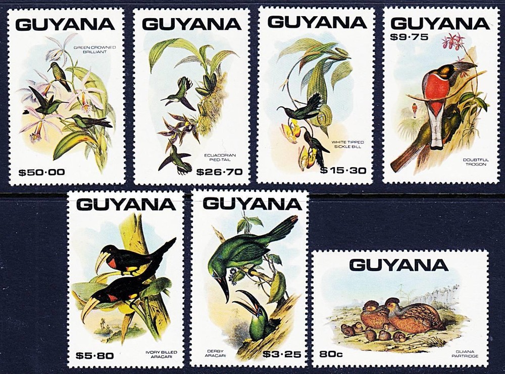 👉 GUYANA = TROPICAL BIRDS MNH ** FLOWERS 🅵🆁🅴🅴 🆂🅷🅸🅿🅿🅸🅽🅶