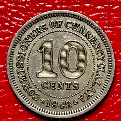 1948 Malaya 10 Cent Coin. ENN Coins