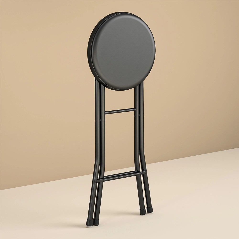 24" Vinyl Padded Folding Stool, Black
