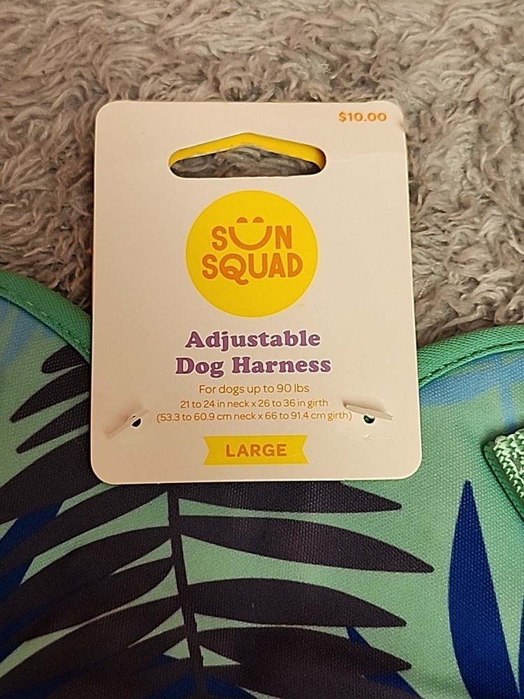 Sun Squad Leash and Adjustable Harness w/Toy, Multi-Color, Size Large