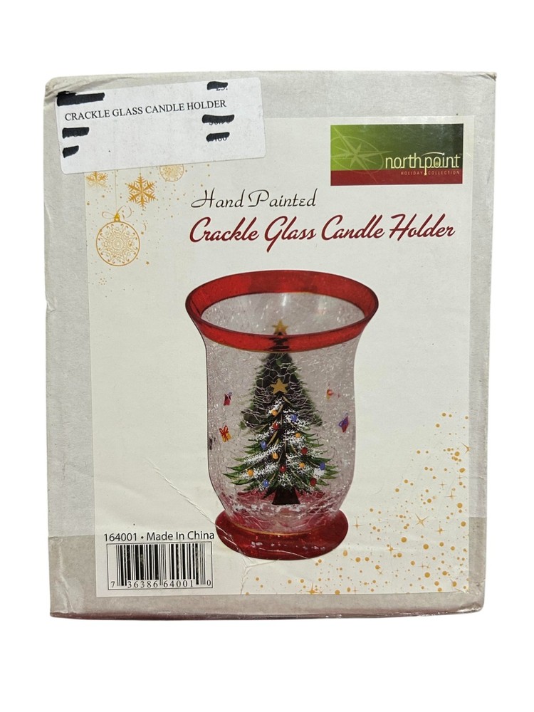 Hand Painted Cackle Glass Candle Holder