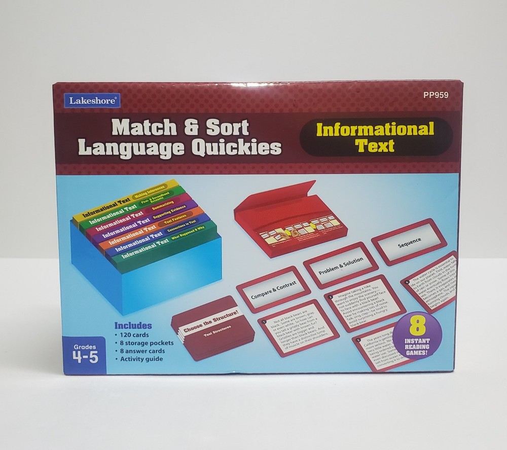 Lakeshore Match & Sort Language Quickies Informational Text Grades 4-5
