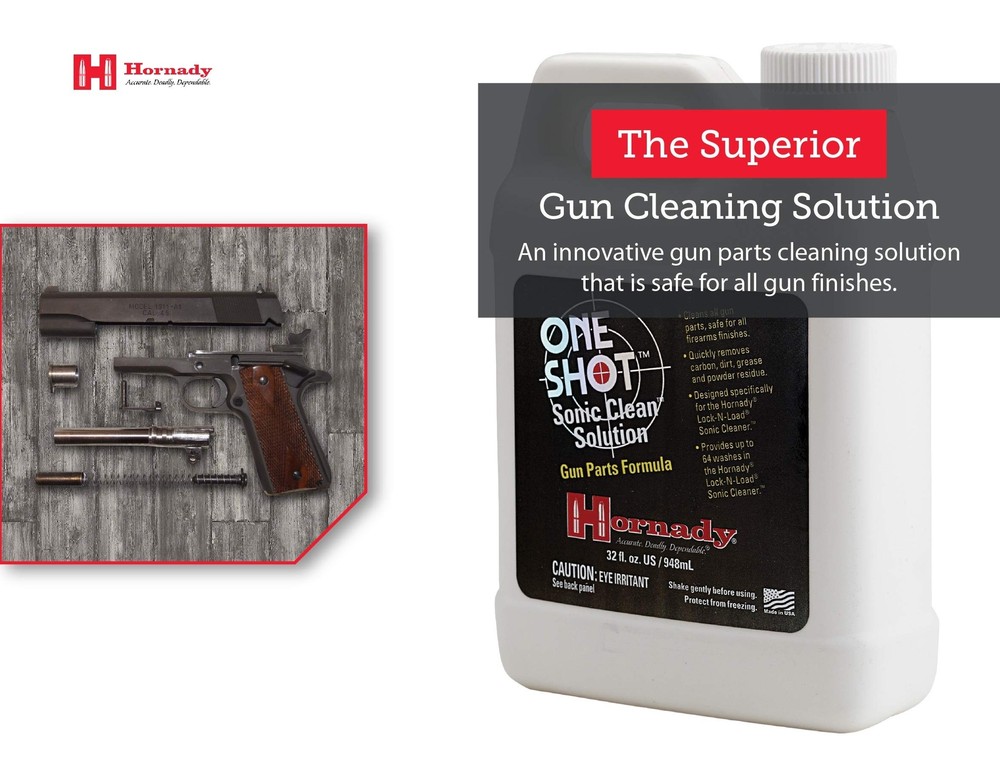 Hornady One Shot Sonic Clean Solution, 1 Quart – Gun Cleaner Solution, Clean ...