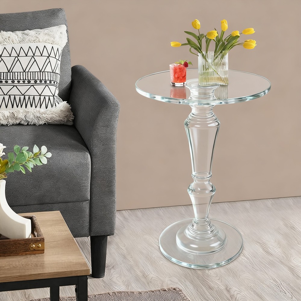 Acrylic End Table, Clear Side Table, Modern Coffee Table With Round Tabletop