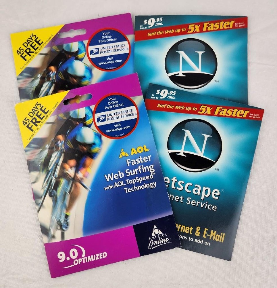 America Online (AOL) 9.0 Optimized & Netscape Internet Service CD-ROM Lot