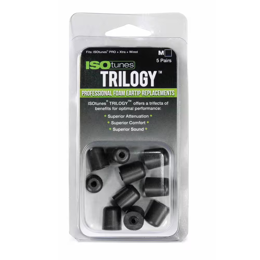 TRILOGY Medium Foam Replacement Hearing Protection Eartips for Isotunes FREE, PR