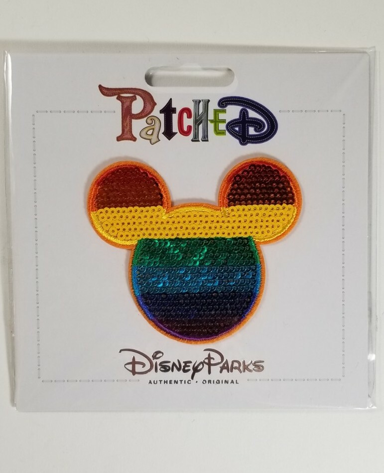 Disney Parks PATCHED Sequin Rainbow Mickey Mouse Icon Iron On Patch New Tags