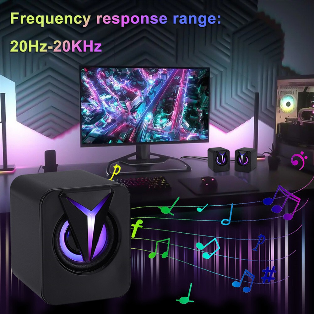 RGB LED Active Mini Computer Speakers USB Powered Stereo for PC Laptop Mac