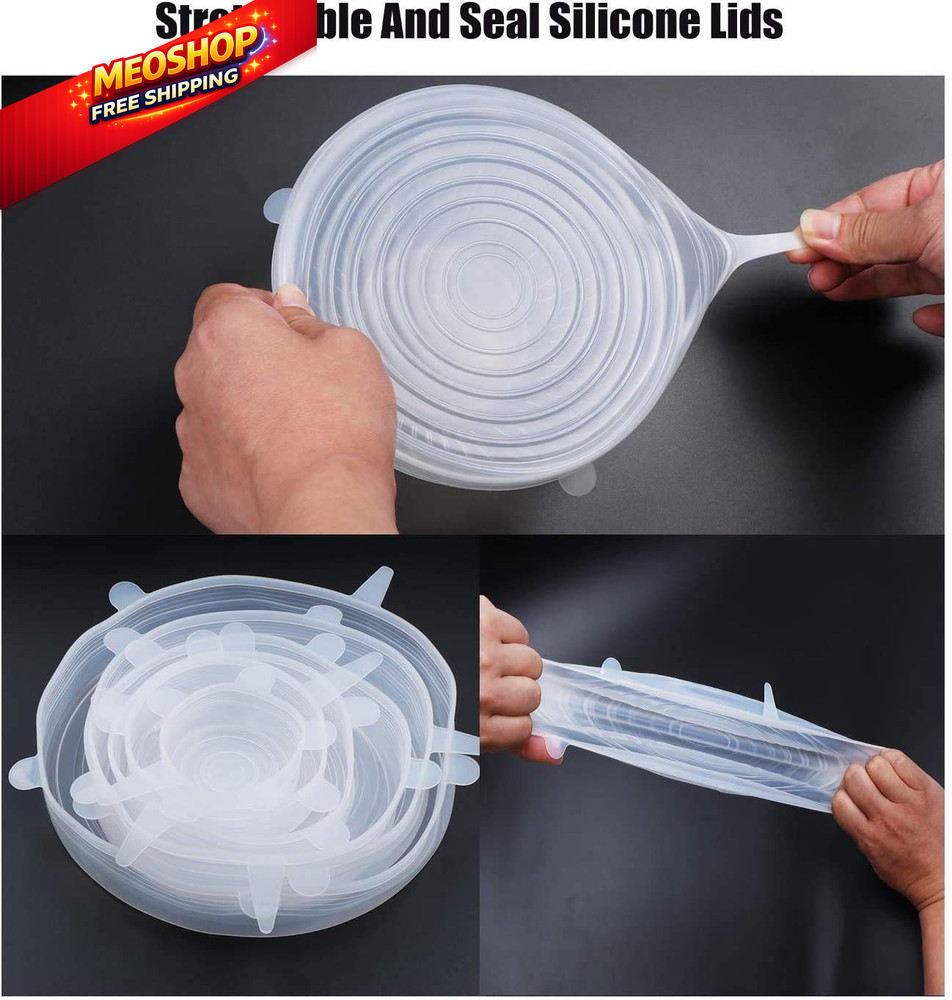 JIGUOOR Silicone Stretch Lids, 6 Pack Reusable ['White']