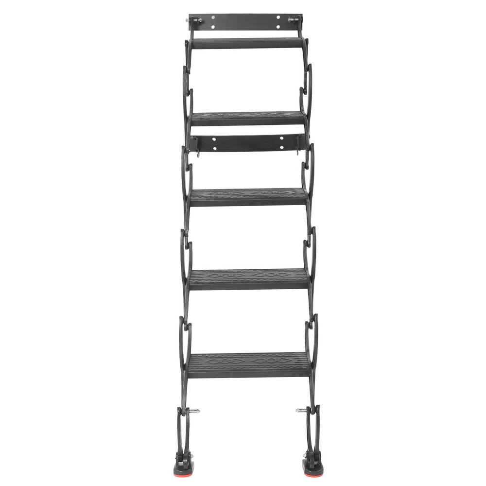 5-Step Wall Mounted Folding Ladder, Black Retractable Telescoping Step Stairs