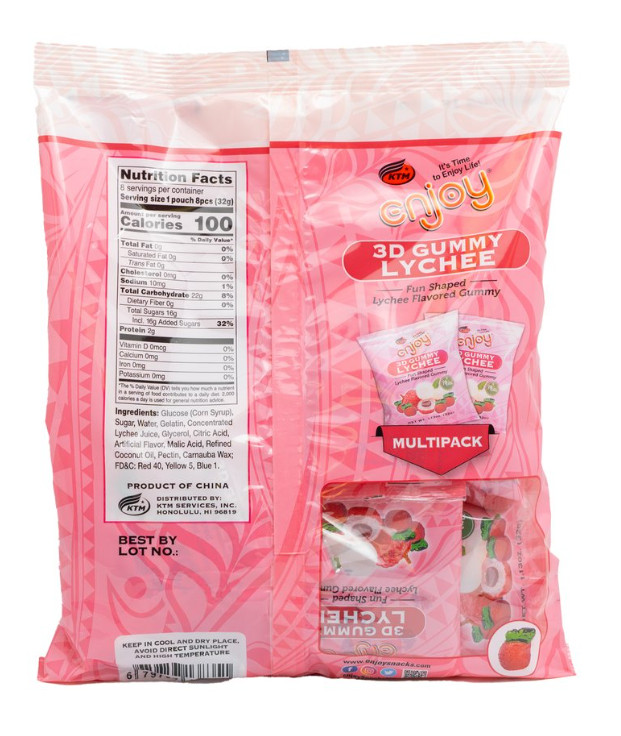 Enjoy 3D Lychee Gummy Candy - 8 Pack Multipack, Fun Shaped, Sharing is Cool!