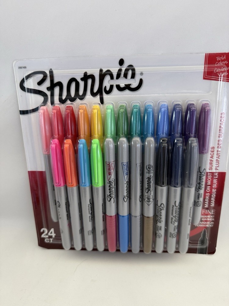 Sharpie Permanent Markers, Ultra Fine Point, Assorted Colors, 24 Count