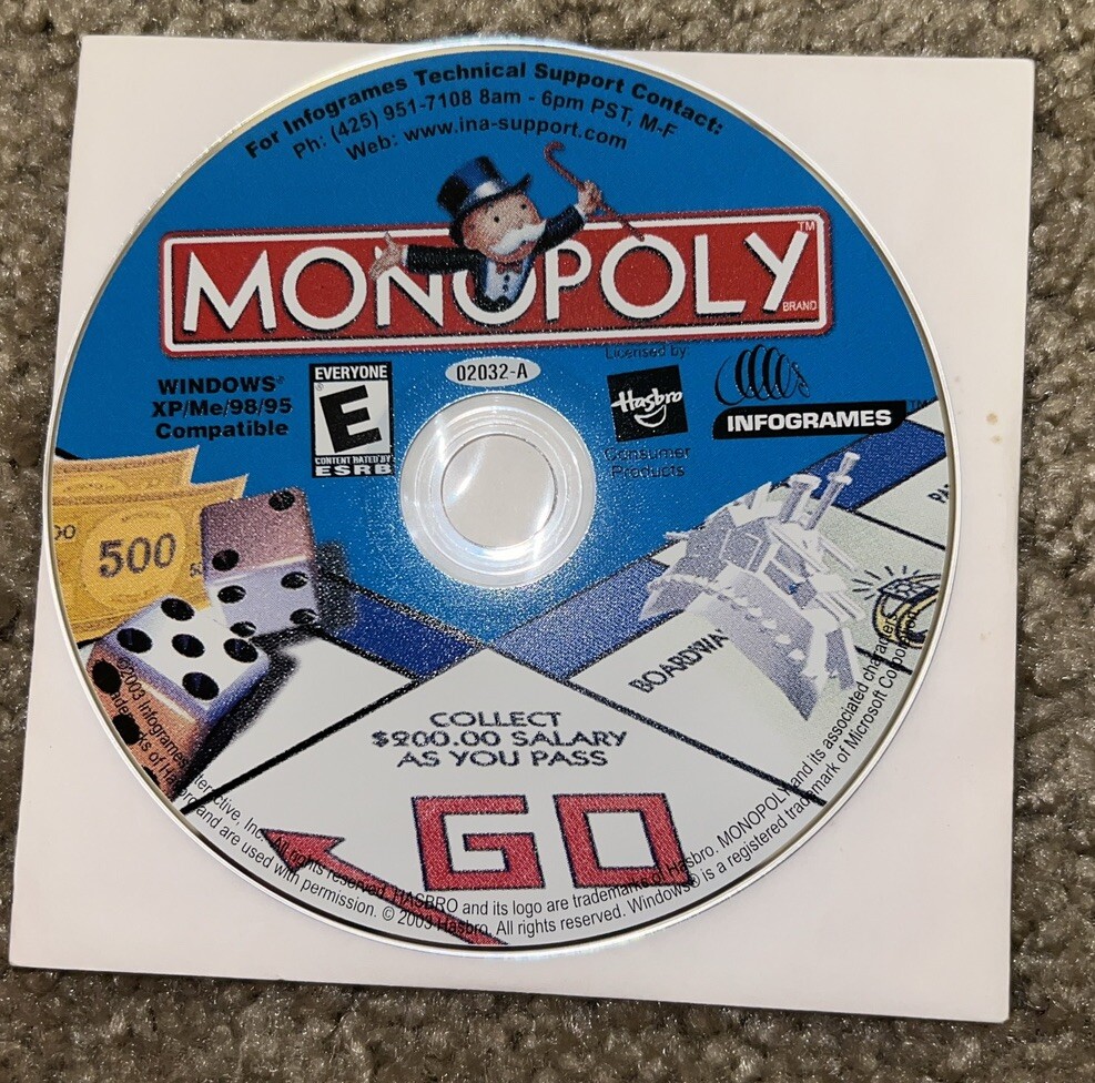 Monopoly PC CD Rom compatible with windows XP/ME/98/95