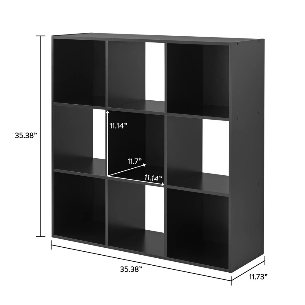 9-Cube Open Storage Organizer Shelves Bookcase, Easy Assembly, Black