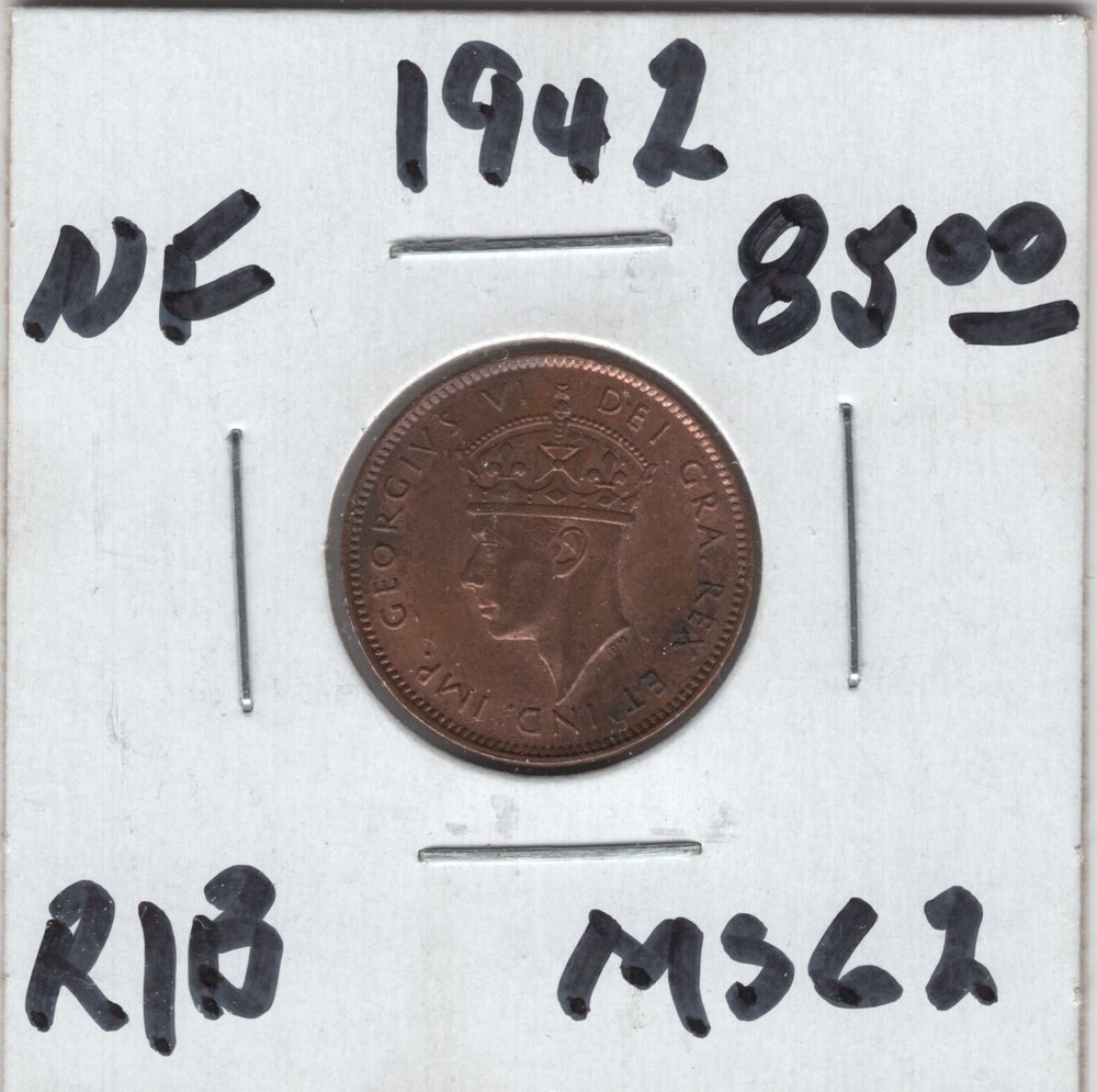 1942 Newfoundland 1 Cent Coin - UNC