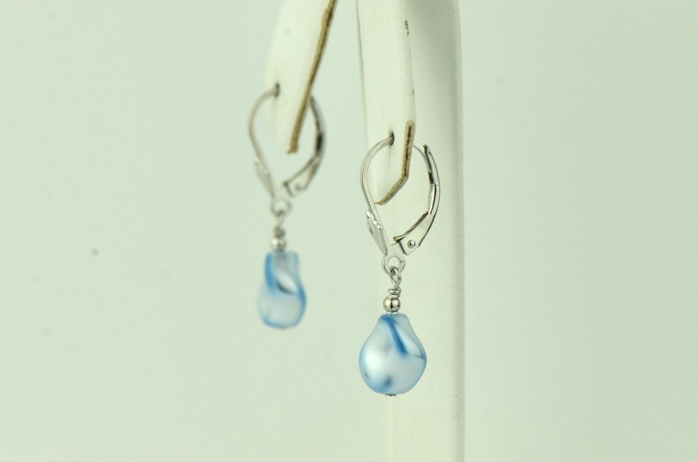 Sterling Silver Pearl Crystallized Crystal dangle drop earrings