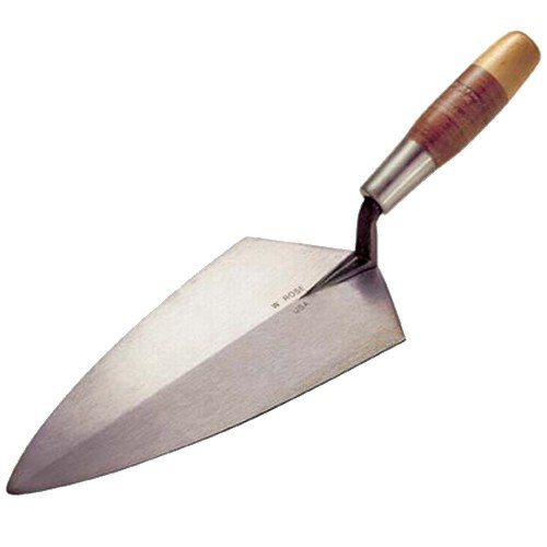 W Rose Brick Trowel 12" Philadelphia Pattern Leather Handle