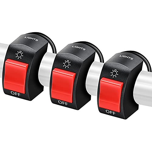 3 Pieces Motorcycle Headlight Switch Handlebar Toggle Switch 7/8 Inch 22 Red