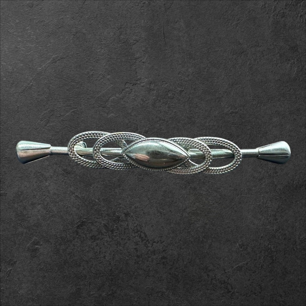 Unmarked Collar Bar Pin Silver Tone Vintage Textured Interlocking