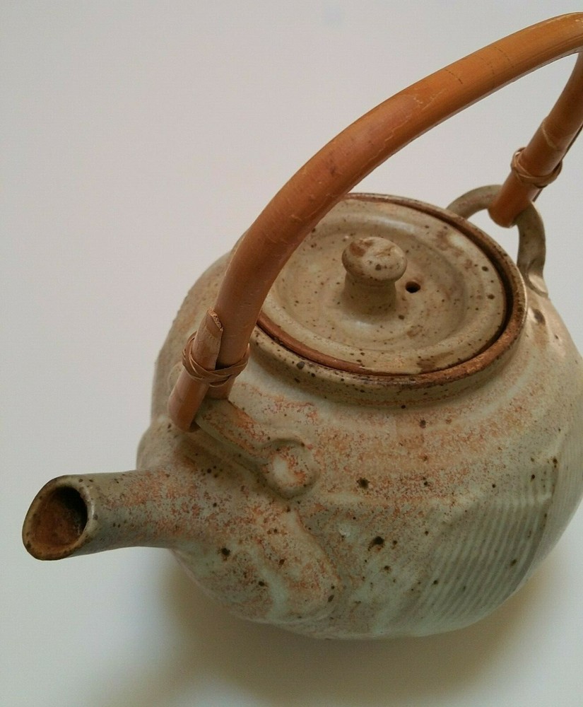 Studio Pottery Teapot with Bamboo Handle