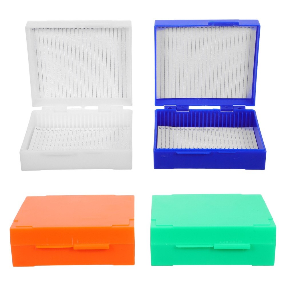 4 Pcs Microscope Slide Case Accessories Storage Holder Plastic Rectangle