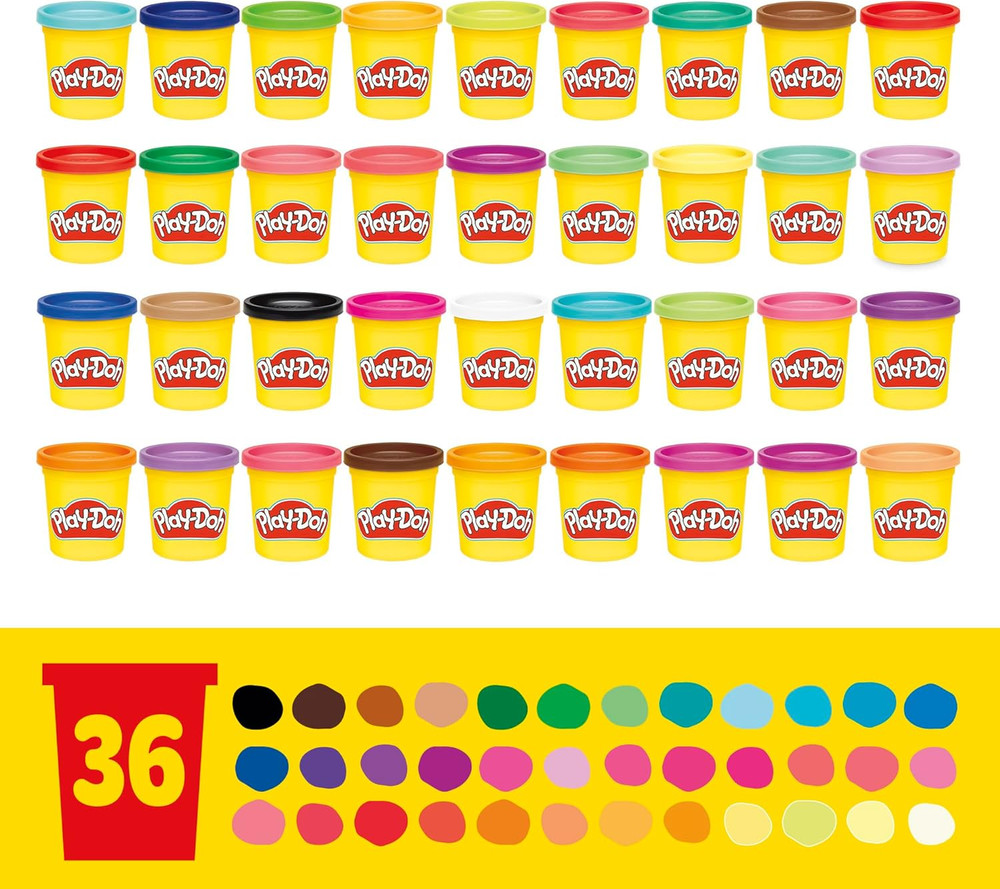 Play-Doh 36-Pack Modeling Compound, Non-Toxic, Assorted Colors, 3 Oz Cans