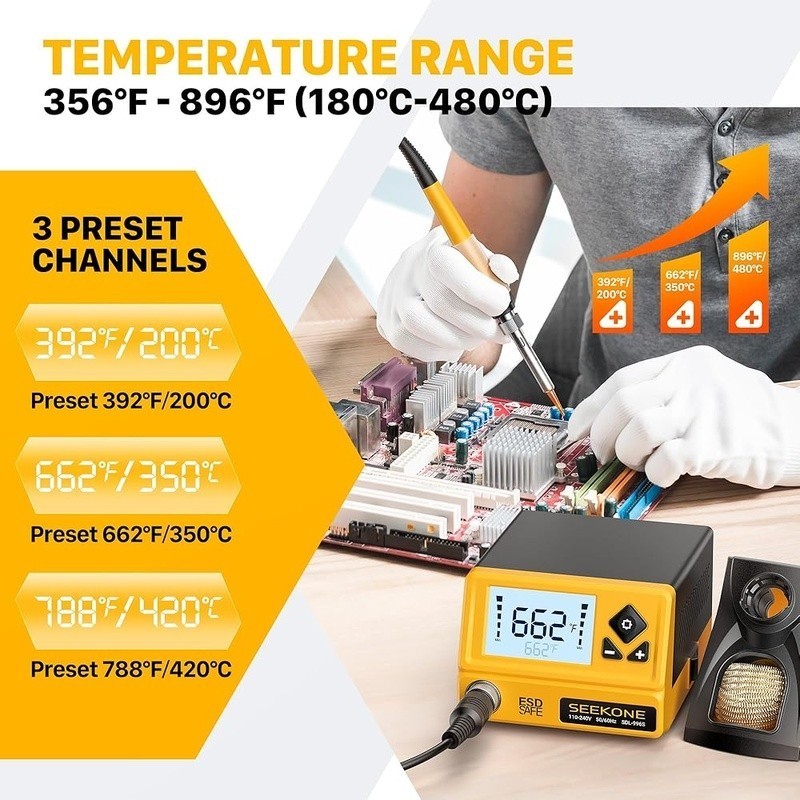 60W Soldering Station LCD Display PID Control Tips Sleep Mode Adjustable New