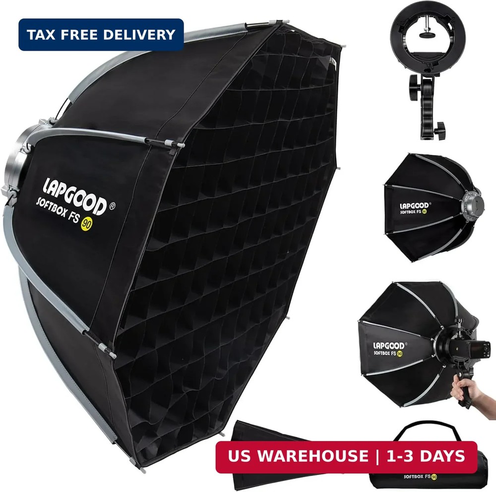 FS90 Softbox 90cm/35.5in Softboxes, Quick Release Foldable Softbox with Honeycom