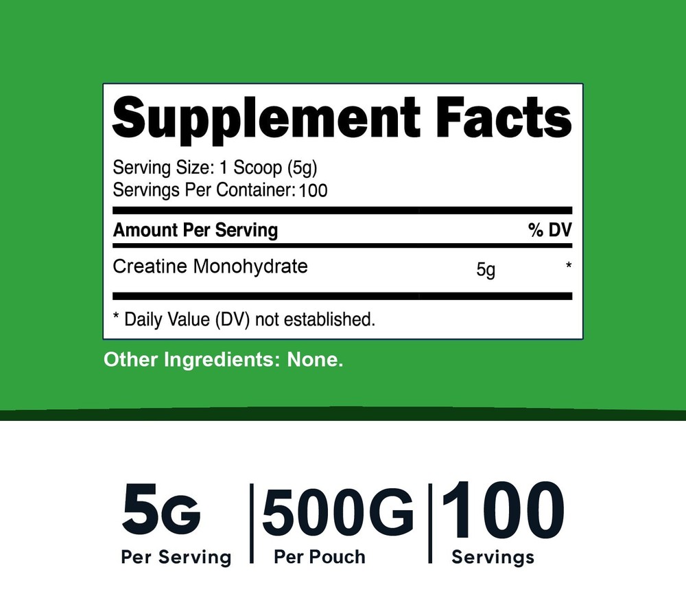 Creatine Monohydrate 500g (18OZ) , Micronized Pure Powder 100 Servings