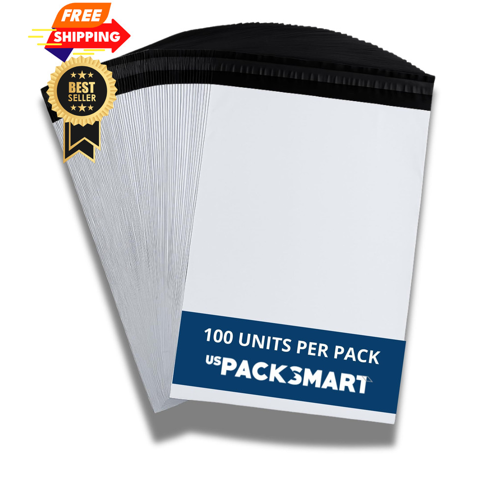 US PACK SMART White Plastic Poly Mailers 10"x13" / 100 Pack, Arctic