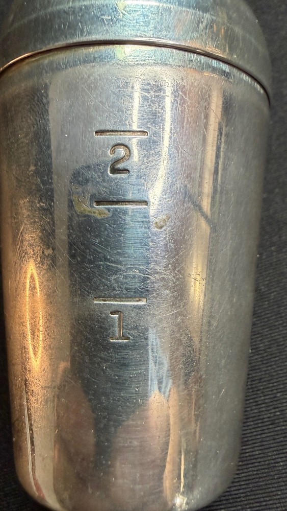 NAPIER Silverplate Mini Cocktail Shaker Graduated Jigger 1 &2oz W/ Corkscrew