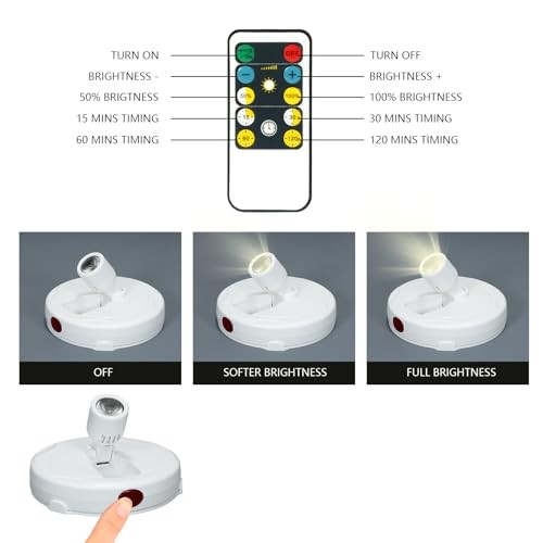 Cordless Spotlight Battery Powered, LED Accent Lighting with Remote Pure White